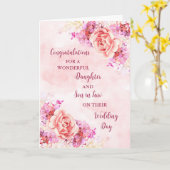 Dochter & Zoon in de Wet Trouwdag Gefeliciteerd Kaart (Gele Bloem)