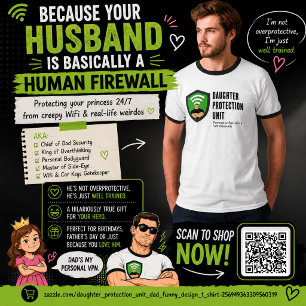 Dochterbeschermingseenheid Papa Grappig Ontwerp T-shirt