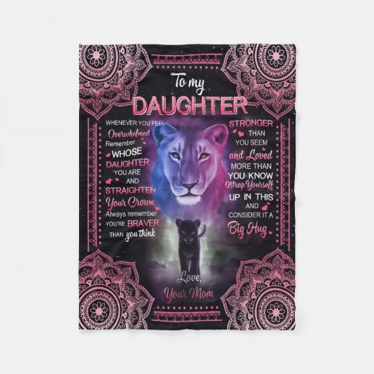 Dochtercadeau | Brief aan mijn dochter van mama Fleece Deken (Voorkant)