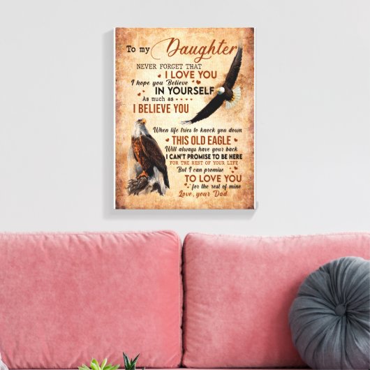 Dochtercadeau | Brief aan mijn dochter van papa Canvas Afdruk (Insitu (Woonkamer))