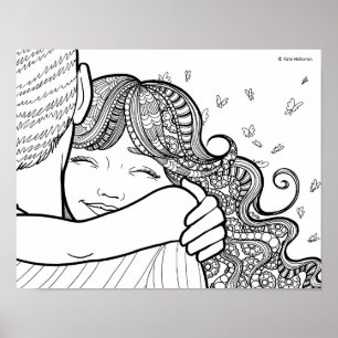 Dochter's Love - Line Art Portret Poster