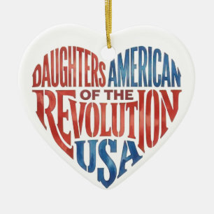 Dochters van de Amerikaanse Revolutie USA Hart Keramisch Ornament