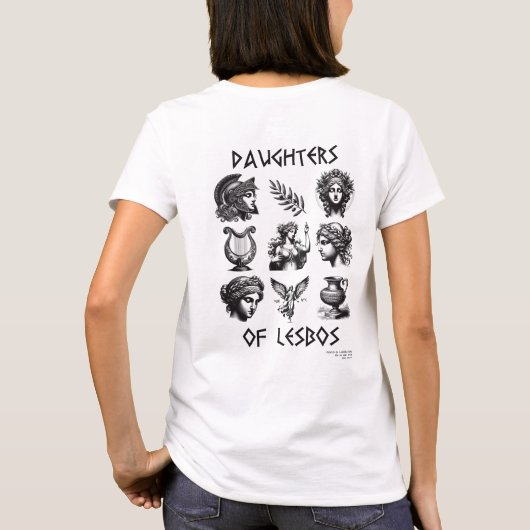 Dochters van Lesbos Antic, lesbische trots T-shirt (Achterkant)