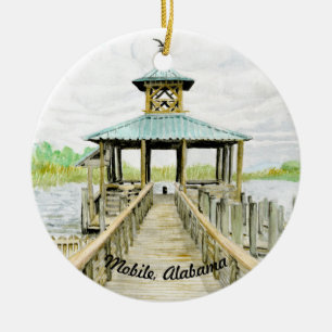 Dock op de baai keramisch ornament