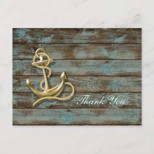 Dock Wood Beach Anker nautische bruiloft dank u Briefkaart