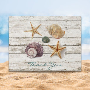 Dock Wood Seashells Beach Wedding Dank u Briefkaart