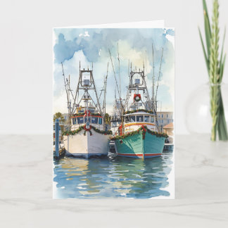 Dockside Cheer – Coastal Boats Seasonal Card Kaart