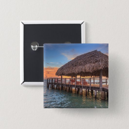 Dockside Sunrise Vierkante Button 5,1 Cm (Voorkant /achterkant)