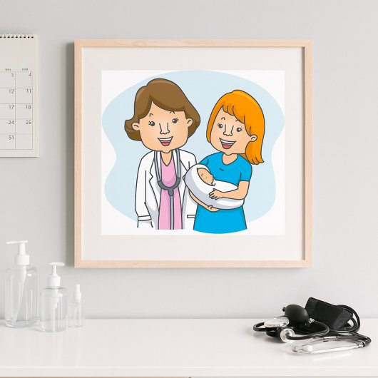 Docteur Et Nouvelle Mère Avec Une Poster Bébé