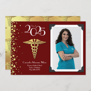 Docteur Faire-part d'or Maroon Photo