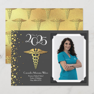Docteur Gold Graduation Faire-part Grey