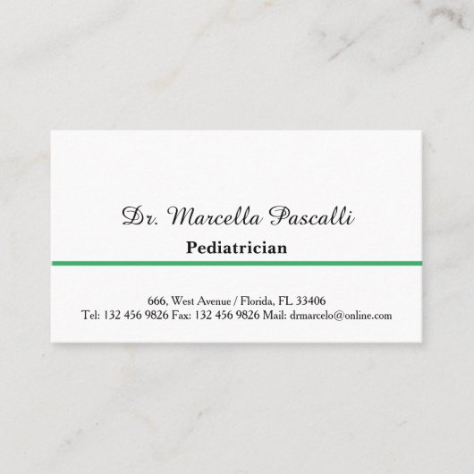 Docteur Pediatricien Carte de visite vert (Devant)