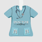 Docteur Scrubs Chemise Bleue Stethoscope Noël (devant)