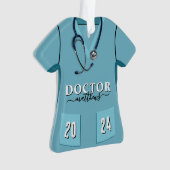 Docteur Scrubs Chemise Bleue Stethoscope Noël (devant)
