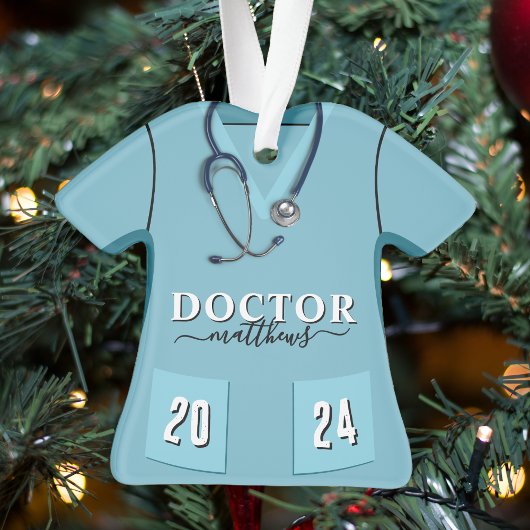 Docteur Scrubs Chemise Bleue Stethoscope Noël