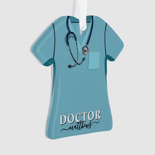 Docteur Scrubs Stethoscope Chemise Bleue Noël (devant)