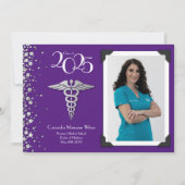 Docteur Silver Graduation Faire-part pourpre (Devant)