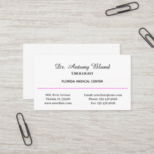 Docteur Urologiste Carte de visite rose simple