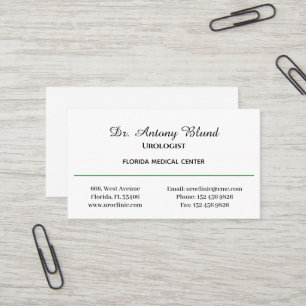 Docteur Urologiste Simple Carte de visite vert
