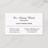 Docteur Urologiste Simple Purple Carte de visite (Devant)