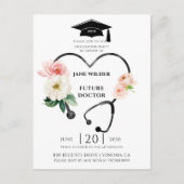 Doctor Afstuderen Floral Laurel Uitnodiging (Voorkant)