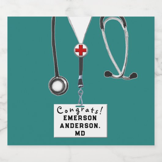 Doctor Afstuderen Medische School Sparkling Wijnetiket (Enkel label)