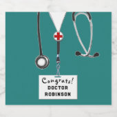 Doctor Afstuderen Medische School Sparkling Wijnetiket (Enkel label)