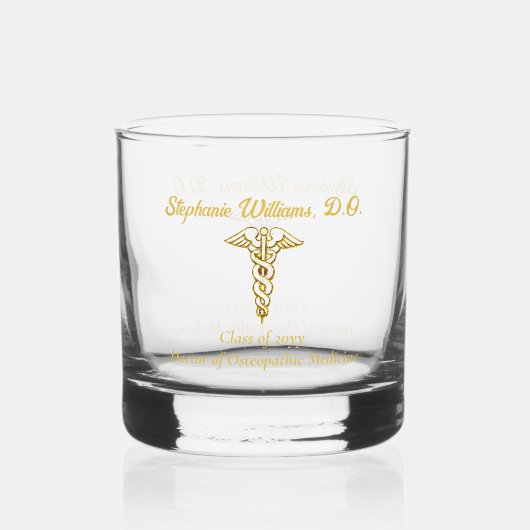 Doctor | Artsen | Verpleegkundige Caduceus Naam Kl Whisky Glas (Achterkant)