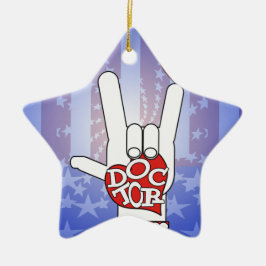 DOCTOR ASL SIGN IK HOOR VAN JE - HART - MEDISCH KR KERAMISCH ORNAMENT