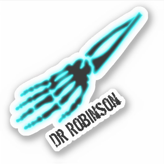 Doctor Blue Xray Skelet Hand Botten Sticker (Voorkant)