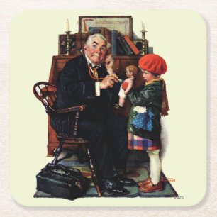 Doctor en de Doll Vierkante Kartonnen Onderzetter