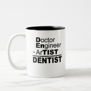 Doctor Engineer + Artist = Dentist Tweekleurige Koffiemok