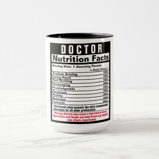 Doctor Funny Nutrional Facts Gift Mok (Midden)