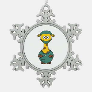 Doctor Giraffe Tin Sneeuwvlok Ornament