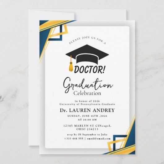 Doctor Graduation Party Invitation Kaart (Voorkant)
