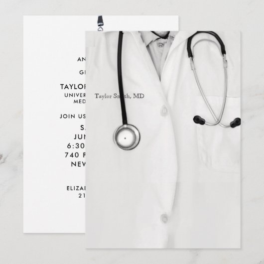 Doctor Graduation Party uitnodigingen (Voorkant / Achterkant)
