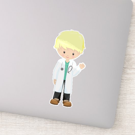 Doctor, lab Coat, Medicine, Cute Boy, blond haar Sticker (Detail)