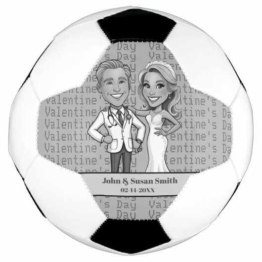doctor love CARTOON COUPLE grey Voetbal (Voorkant)