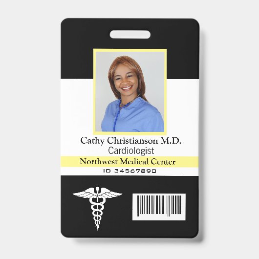 Doctor Naam Fotobadge Scanner Code Badge (Voorkant)