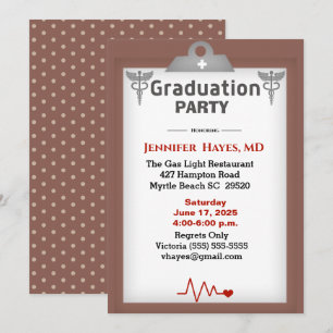 Doctor Nurse Brown Clipboard Graduparty Kaart
