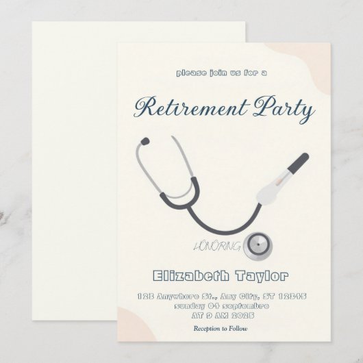 Doctor nurse retirement invitation kaart (Voorkant / Achterkant)