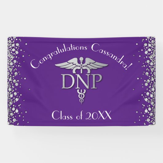 Doctor Nursing Practice Graduation Purple Silver Spandoek (Horizontaal)