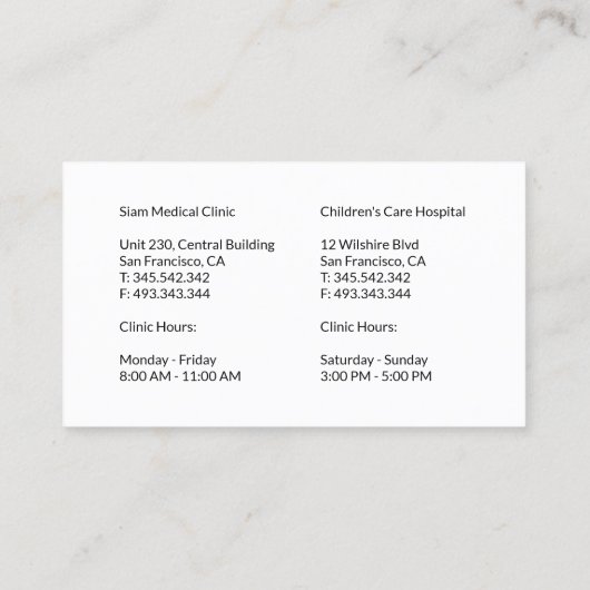 Doctor Physician Stethoscoop Visitekaartje (Achterkant)