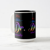 Doctor Rainbow-script Tweekleurige Koffiemok (Voorkant links)