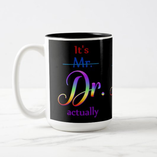 Doctor Rainbow-script Tweekleurige Koffiemok (Links)