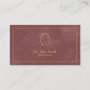 Doctor, Reddish Canvas Golden Lijst & Stethoscoop Afsprakenkaartje