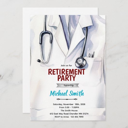 Doctor retirement invitation (Devant / Derrière)