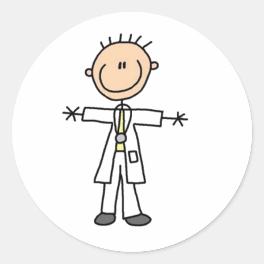 Doctor Stick Figuur Ronde Sticker (Voorkant)