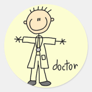 Doctor Stick Figuur Ronde Sticker