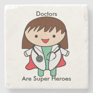 Doctor Super Hero Kawaii Vrouw personaliseren Stenen Onderzetter